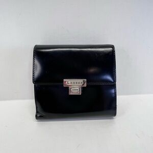 Vintage Ralph Lauren Woman's Bifold Black Leather Wallet e